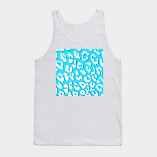 White Leopard Print Light Blue Tank Top